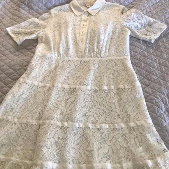 chinese dress ladies Nanette Lepore Women's Spanish Dancer Crepe and lace Dress, White, 12 at  Amazon Women's Clothing store main image 0